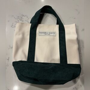 Mini Kendra Scott Cream and Green Tote Bag